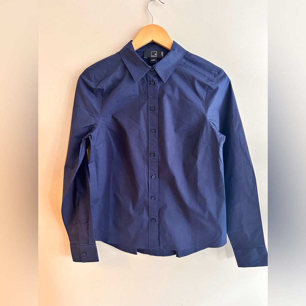 Meraki Women’s Button-Up Shirt – Navy, Size M